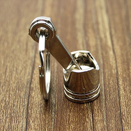 Waterwood Creative Auto Part Model Connecting Rod Pistons KeyChain Key Chain Ring-Silver
