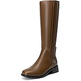 DREAM PAIRS Women's Knee High Boots Square Toe Low Block Heel Casual Comfort Riding Long Boots with Side Zipper