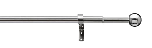 Tilldekor ausziehbare Gardinenstange FORMENTOR, edelstahl optik, Ø 13/16 mm, 1-Lauf, 180-300 cm, Komplettset