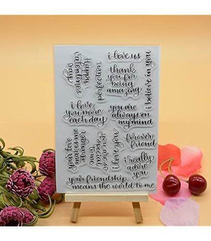 Timbro Trasparente Per Scrapbooking: Scritta 'I Love You Mail' E Decori Per Biglietti