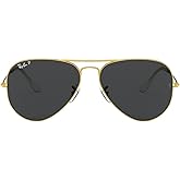 Ray-Ban Unisex RB3025 Classic Polarized Aviator Sunglasses, Legend Gold/Polarized Black, 58 mm