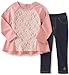 Calvin Klein Baby French Terry/Lace Overlay with Jeggings Set, Pink, 12 Months