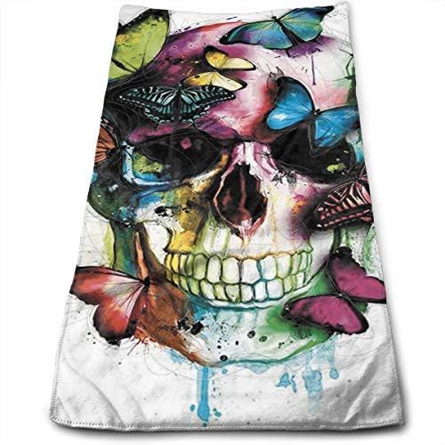 HFXFM Butterfly Sugar Skull Multipurpose Soft Polyester Lightweight Hand Towel for Bath, Pool, Beach, Travel Towel,Bath Sheet, 30cm X 70cm
