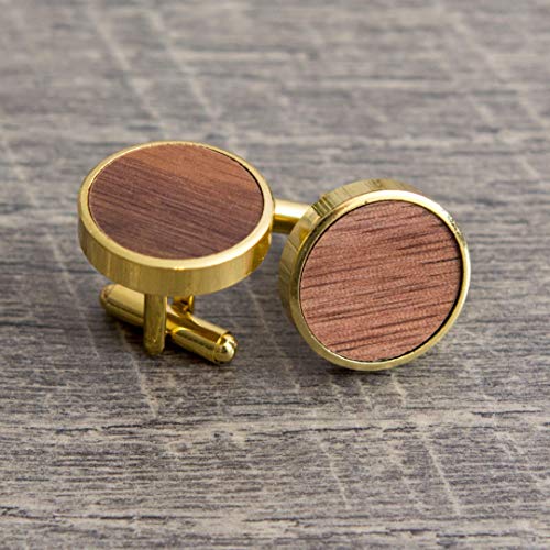 Best Man Gold Cufflinks Proposal Gift - Will You Be My BEST MAN? Proposal Gift Box with Walnut Wood Cuff Links - Wedding Favor Party Gift