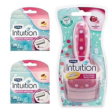 Schick Intuition Plus Pomegranate Renewing Moisture Razor & Pomegranate Intuition Razor Refill Cartridge 6 Blade + Bonus 1 Blade