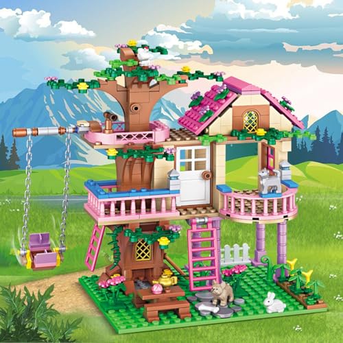 Uniiking® Tree House Building Set Compatible with Le-go Friends, 504 PCS Forest House Building Kit Birthday Gift for Kids Girls Boys Age 6+ Years