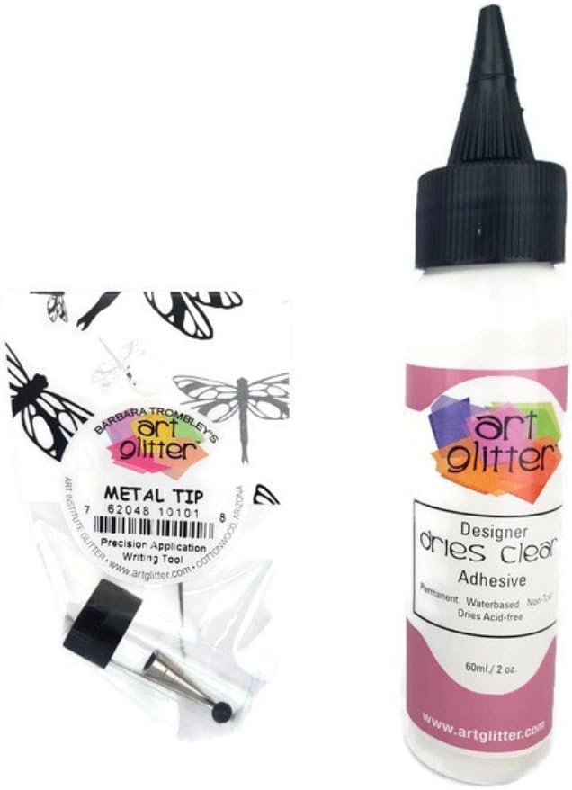 Art Glitter Glue Designer Dries Clear Adhesive 2 oz with Ultra Fine