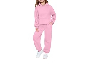 Hoodie Sweatsuit Set for Boys Girls 2 Piece Hooded Sweatshirt Jogger Sweatpants Tracksuit Kids Athletic Solid Outfits