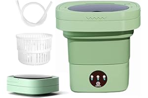 OKYUK Portable Washing Machine, Mini 6.5L Foldable Washer and Spin Dryer Small Washing Machine Combo Foldable for Travel, RV, Camping, Home or Apartments Laundry Used (Green)