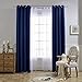 NICETOWN Blackout Curtains and Drapes for Living Room - Extra Long Room Darkening Thermal Insulated Solid Window Blackout Draperies (Navy Blue, 1 Pair, 52 x 95-Inch)