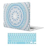 iCasso Macbook Air 13 inch Rubber Coated Soft Touch Hard Shell Protective Case Cover For Macbook Air 13 Inch Model A1369/A1466 With Keyboard Cover (Blue Medallion)