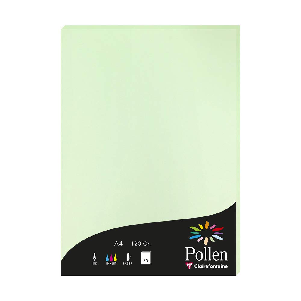 Clairefontaine 4205C Wallet of 50 Sheets Format A4 (21x29,7cm) 120gsm Green Invitation Paper Events Correspondence Cards Pollen Range Premium Smooth Paper — image 1