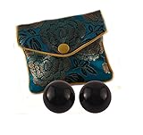 Ben Wa Balls 2-pcs Set, Undrilled, 1.0' Diameter, Black Obsidian Gemstone, for Kegel Exercises to Train and Strengthen Pelvic Floor Muscles