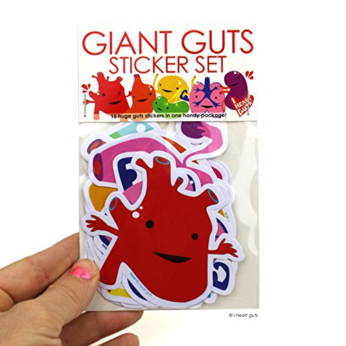 Giant Guts Sticker Pack of 15 I Heart Guts Stickers