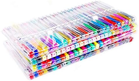 SNOWINSPRING 100 Gel Pens Coloring Pens Set for Adult Coloring Books Scrapbooking Drawing Writing Including Glitter Metallic Pastel Neon Swirl Glitter-Neon Classic Pens