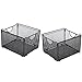 Set of 2 Modern Black Metal Mesh Foldable Office File Folder Organizer Rack Storage Crate