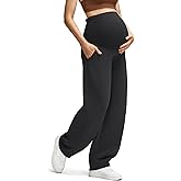G4Free Smoofit Modal Soft Maternity Barrel Leg Pants with Pockets Over The Belly Adjustable Waist Sweatpants