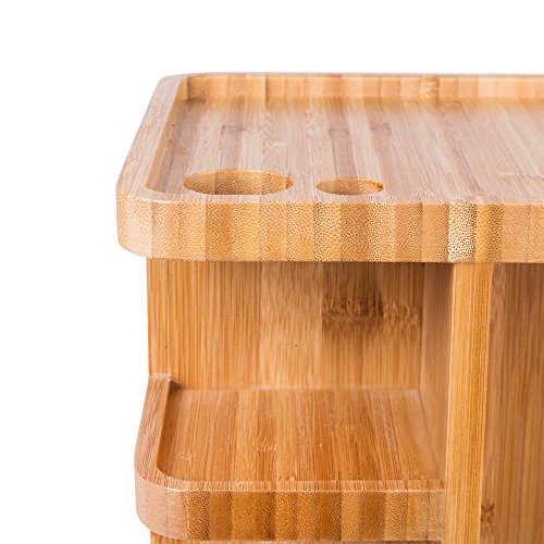 SMAGREHO 360° Bamboo Cosmetic Organizer, Multi-Function Storage Carousel for Makeup, Toiletries ¡ª Great for Vanity, Desk, Bathroom, Bedroom, Closet, Kitchen