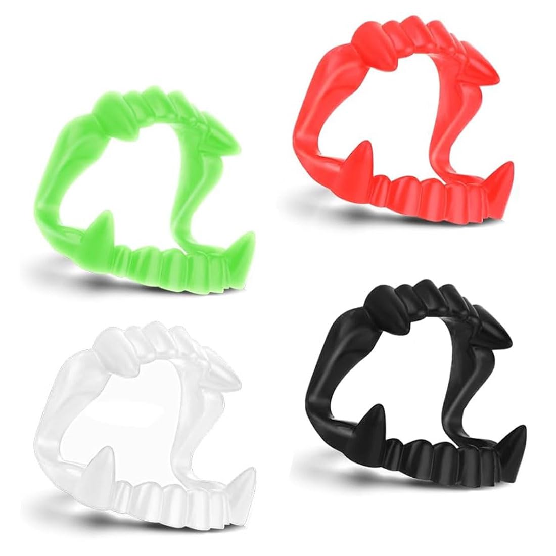 LEEQBCR 4 Pieces Vampire Teeth Plastic Glow in the Dark Vampire Teeth Kids Halloween Party Masquerade Party Dracula Costume Accessories