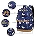 School Backpacks for Teen Girls Lightweight Canvas Backpack Bookbags Set (Dark Blue)