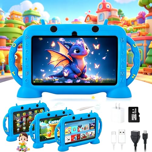 CNHVEIF Tableta para Niños, Tablet Infantil de 7 Pulgadas | Tablet para Niños Pequeños, IWAWA preinstalada, con WIFI Bluetooth, Larga Duración Tablet Regalos para Niños(azul)