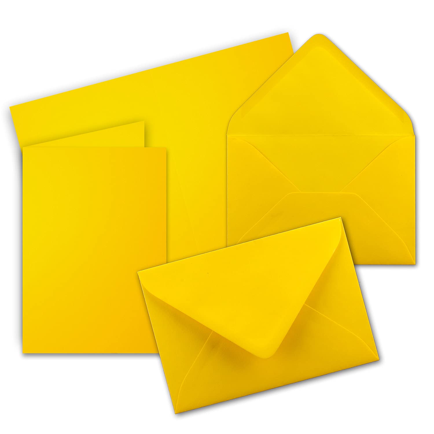 DIN B6 Folding cards SET with envelopes - 115 x 170 mm - ideal for invitation cards, weddings, christenings, communions, confirmations - dimensionally stable - suitable for printers. 25 Sets Honey Yellow