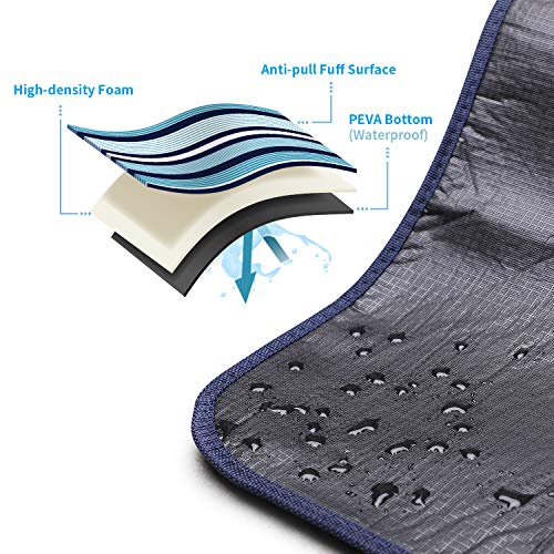 WolfWise Outdoor Warm Fleece Blanket 79"x79" XXL Picnic Blanket Extra Large with Waterproof Backing for Camping Festival Sporting Events (Blue/Navy)