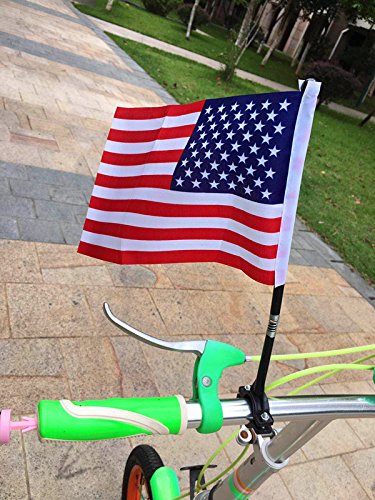 AISHEMI Kids Bike Cycling Handlebar Safety Flag Pole Polyester Full Color Tear-Resistant Waterproof Flag American Flag July 4 Independence Day Bike and Tike Parade Red White Blue Flag