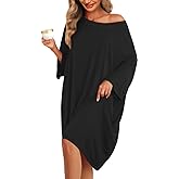 KFUBUO Plus Size Nightgowns for Women Oversized Sleep Tshirts Dress Short Sleeves Sleepwear With Pocket Fit S-5XL