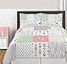 Sweet Jojo Designs Coral, Mint and Grey Woodsy Deer Girls 3 Piece Full/Queen Bedding Set