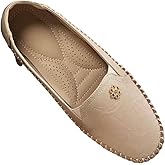 Women's Orthopedic Leather Loafers, Beige Slip-On Flats, Casual Comfort Walking Shoes with Barefoot Feel, Anti-Slip Rubber Sole, PU Upper