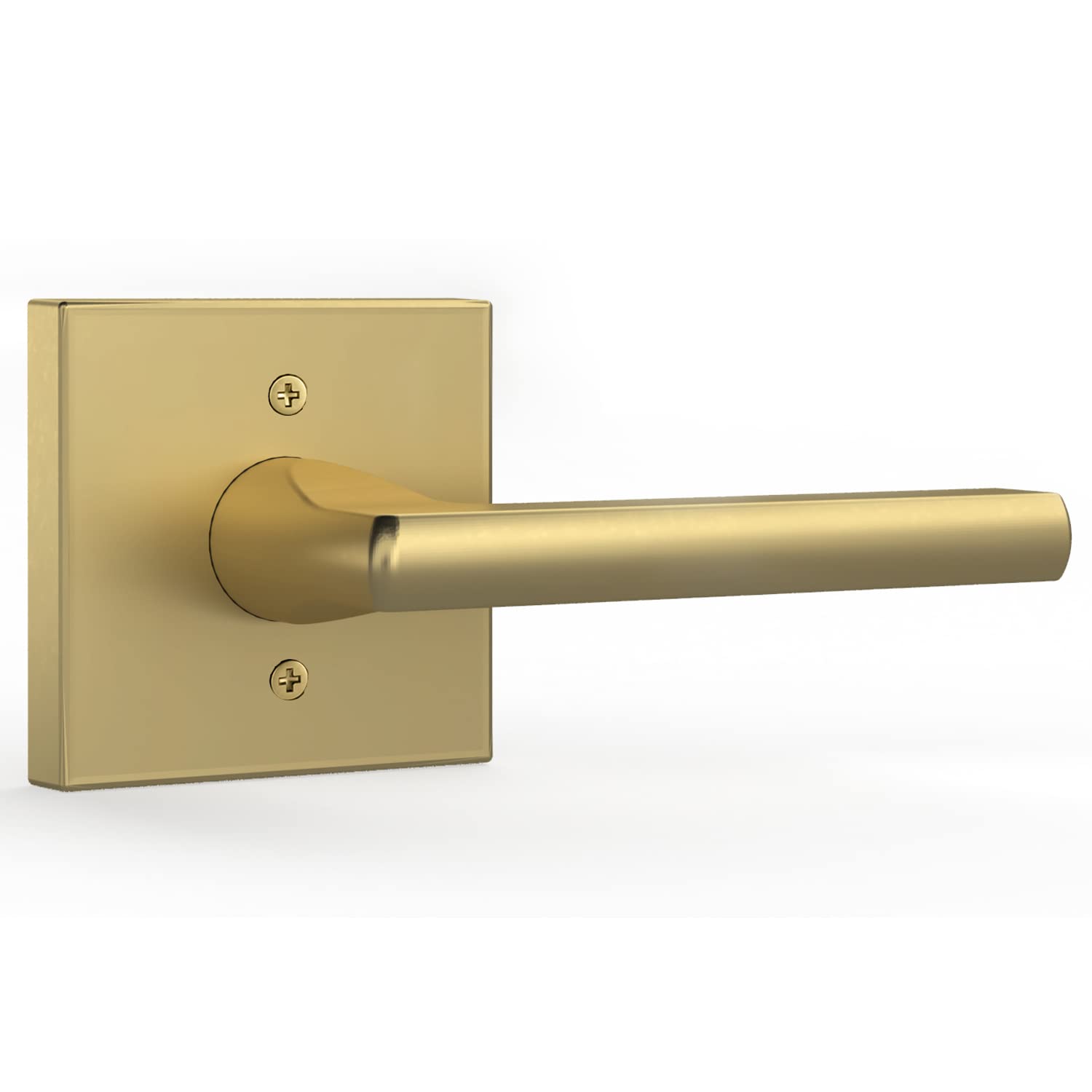Photo 1 of Mega Handles Prime Dummy Lever, Door Handle for Closet or French Doors, Single Side Door Levers, Non-Turning, Fits All Standard Door Sizes, Exposed Screws Included - Satin Brass (1 Pack) 4,29"