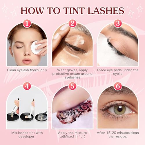 Eyelash & Eyebrow Color Kit,2 in 1 Professional Lash & Brow Color Kit Lash Color Kit with Brush Long Last Effect Up to 6 weeks,Natural,Safe & Easy Natural Brows Color DIY at Home (Black and Brown)