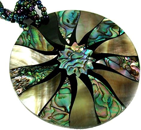 Natural Paua Abalone Shell Necklace, Handcrafted Mother of Pearl Abalone Necklace for Women, Handmade Shell Rainbow Color Beads Necklace Women Jewelry FA230