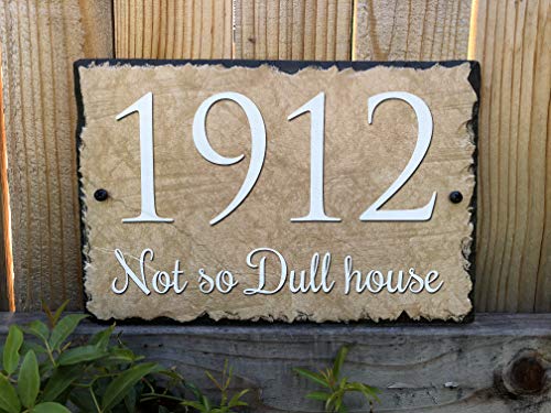 Sassy Squirrel Beautifully Handcrafted and Customizable Slate Home Address Plaque (12"x8", 12"x6", 18"x10" or 16"x10") House Sign with and mounting Hardware. Improve The Curb Appeal of Your Property - Thumbnail 5