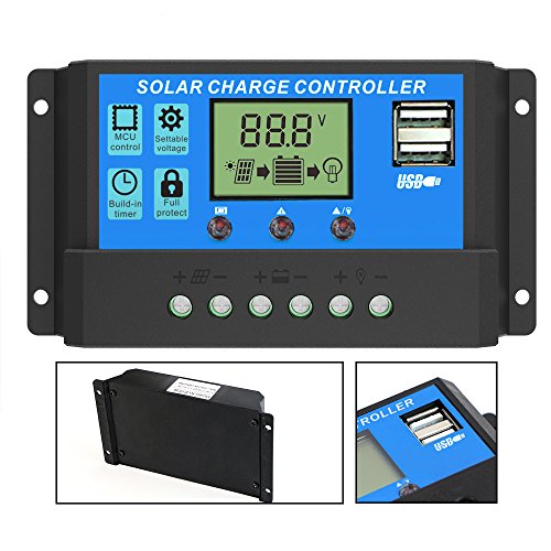 GIARIDE 20A PWM Solar Charge Controller Solar Panel Battery Intelligent Regulator with Dual USB Port LCD Display 24V/12V Overload Protection