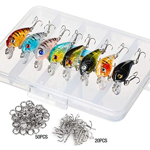 DONQL Angelköder Set Elritze Köder Kit Wobbler Crankbaits mit Haken Hard Popper Köder für Salzwasser Süßwasser Forellen…