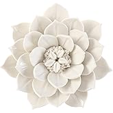 ALYCASO Ceramic Flower Wall Decor 3D Art Handmade Flower Sculpture Modern Gifts for Living Room Hallway Bedroom Dining Room O