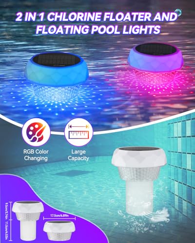 DoXtreme Solar Submersible Led Pool Lights with RGB Colour Changing, Solar Pool Light RF Remote Control with Cleaning Container, Submersible Pool Light Decoration for Garden and Pools