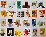 Mattel 24 Pack Complete Case Minecraft Minifigures Set of Mini Figures in Blind Boxes Alex Steve Creeper Horse Ghost Dog Bunny Spider Sheep Cat Zombie Duck Villager Jakolantern Gold Chest Series 3