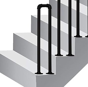 Amazon Co Jp 産業用屋外ステップ手すり 完全なキット サテンブラックアイアンパイプ階段手すり滑り止めサポートバー ツール ホームセンター Diy 工具 ガーデン