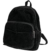 Eagerrich Small Mini Backpack Purse for Women Travel Corduroy Bag for Women Cute Aesthetic(Black)