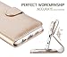 FYY Luxury PU Leather Wallet Case for Samsung Galaxy S6 Edge Plus, [Kickstand Feature] Flip Phone Case Protective Cover with [Card Holder] [Wrist Strap] for Samsung Galaxy S6 Edge Plus 2015 Gold