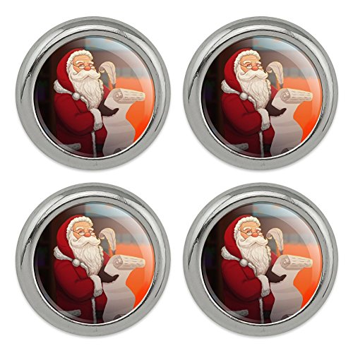 Santa Claus Christmas List Metal Craft Sewing Novelty Buttons - Set of 4