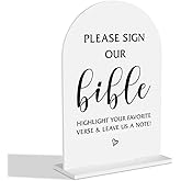 Please Sign Our Bible Wedding Sign Modern Minimalist Style Wedding Signs For Engagement Bridal Shower Ceremony Reception Event Birthday Party Clear Table Acrylic Decor