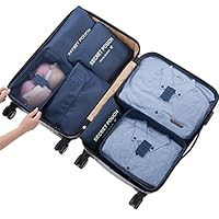 RAVPump 7 Set Packing Cube Travel Storage Bags Luggage Packing Organizer Pouch (Navy Blue)