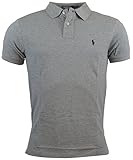 Polo Ralph Lauren Mens Custom Fit Mesh Polo Shirt - L - Gray