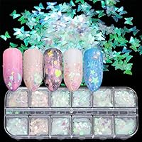 12 Boxes Holographic Iridescent Nail Sequins Mermaid Colorful Flakes Nail Art Sticker Glitter Make Up for Face Body Eyes