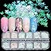 12 Boxes Holographic Iridescent Nail Sequins Mermaid Colorful Flakes Nail Art Sticker Glitter Make Up for Face Body Eyes