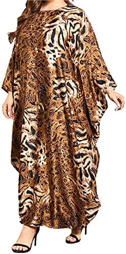 Women Maxi Casual Long Dress Cheetah Print Muslim Dress Plus Size Kaftan  Dress Brown price in UAE | Amazon UAE | kanbkam